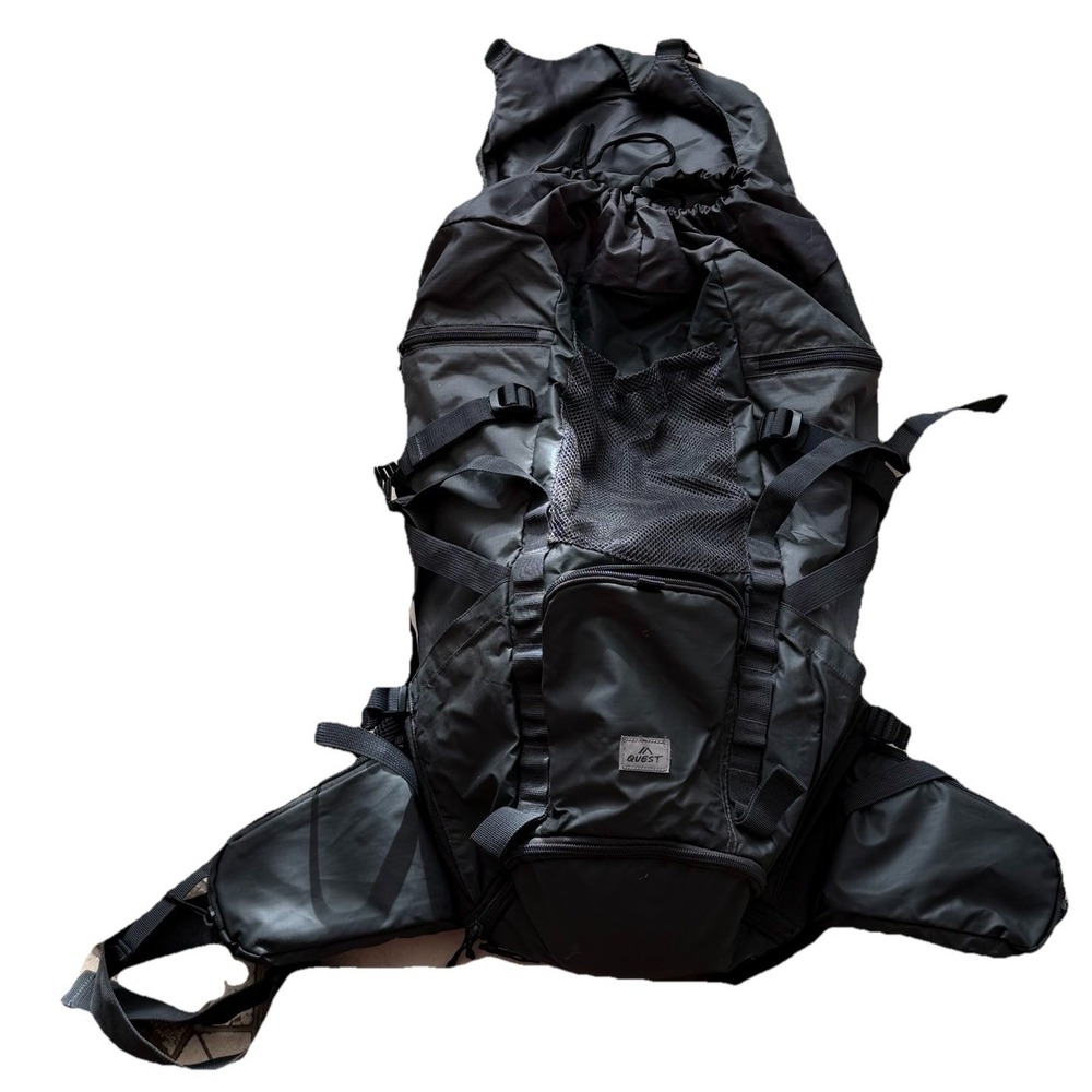 Quest 45L Hiking Backpack Black Camping Travel Pack Adjustable Straps